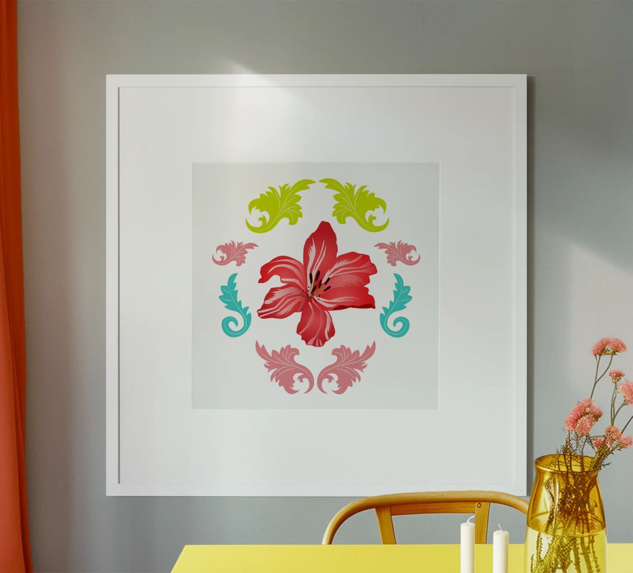 Lilies modern on turquoise. Playful, decorative pattern. hahnemühle by CalliLetters