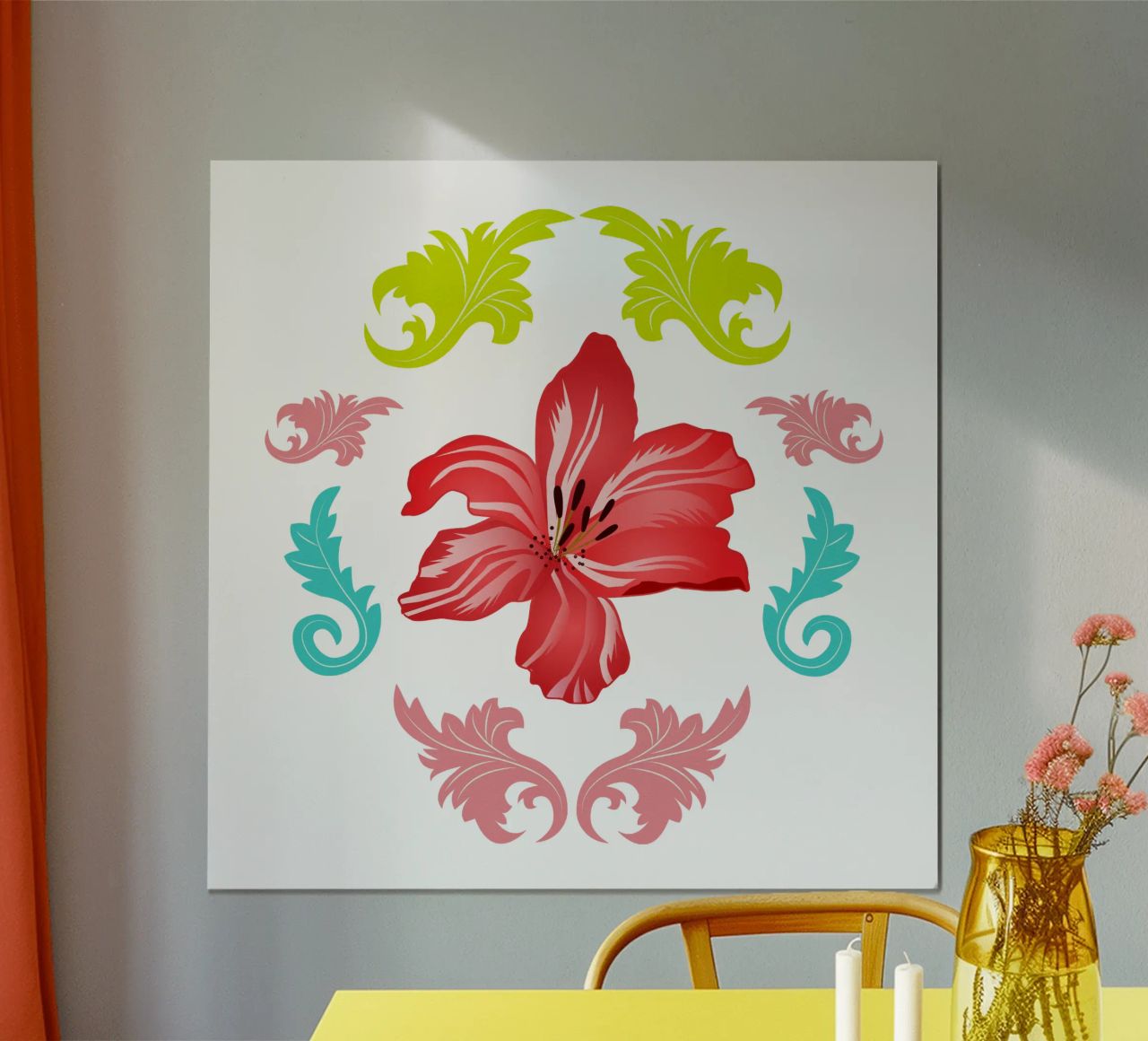 Lilies modern on turquoise. Playful, decorative pattern. hahnemühle by CalliLetters