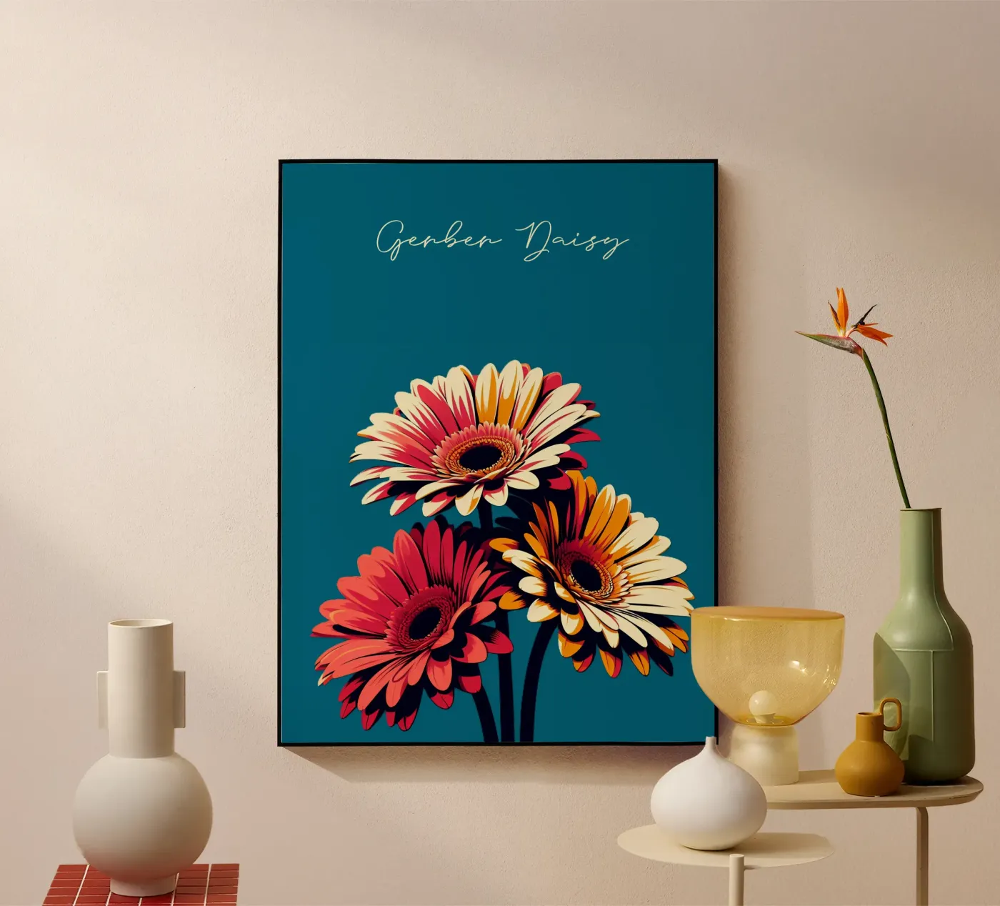 Gerbera acryl van Digital Naive