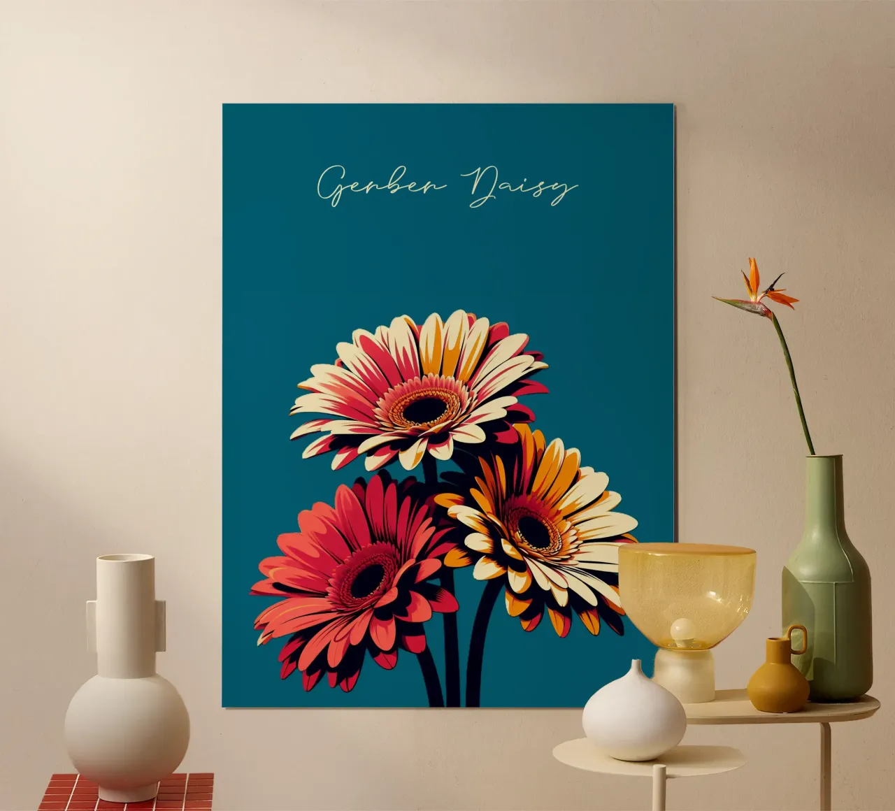 Gerbera poster con telaio in plastica da Digital Naive