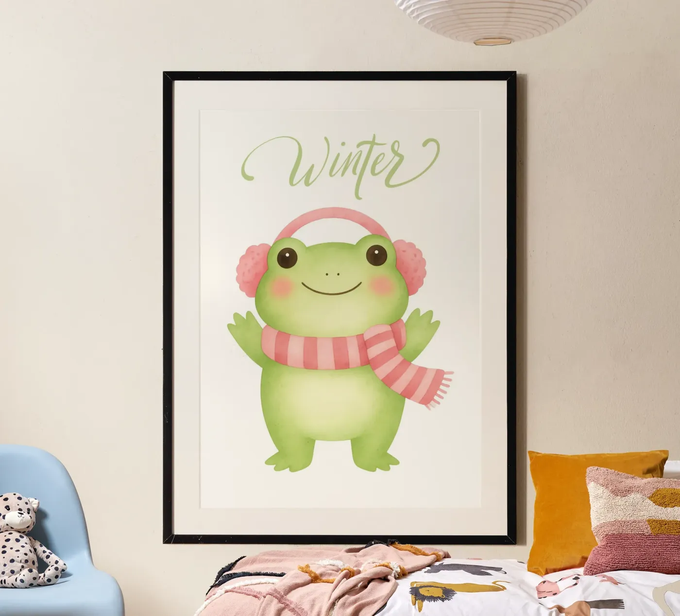 Winter frog poster van Funkydays