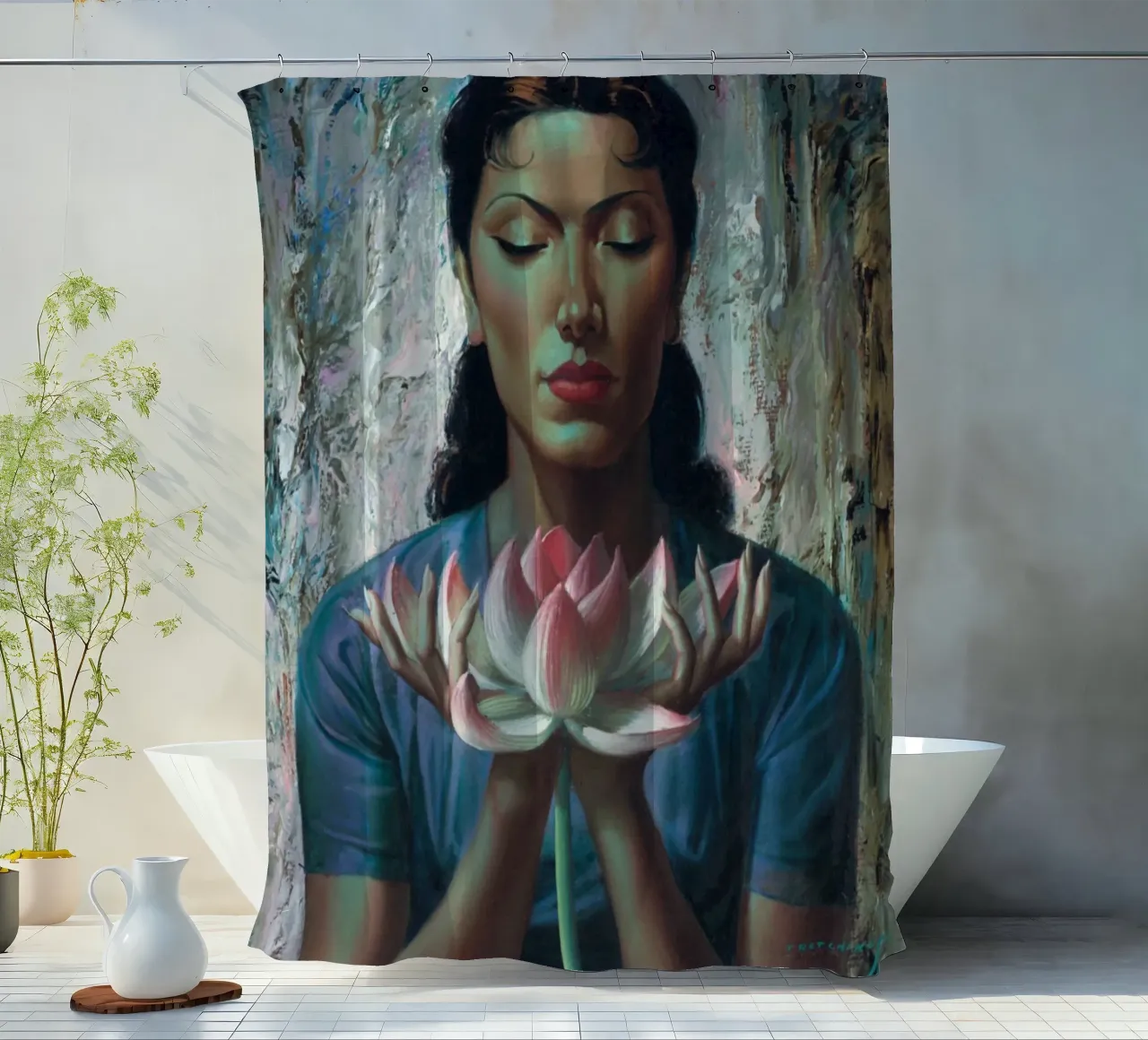 Water Lily (1955) - Tretchikoff Print tenda da doccia da Honeymoon Hotel