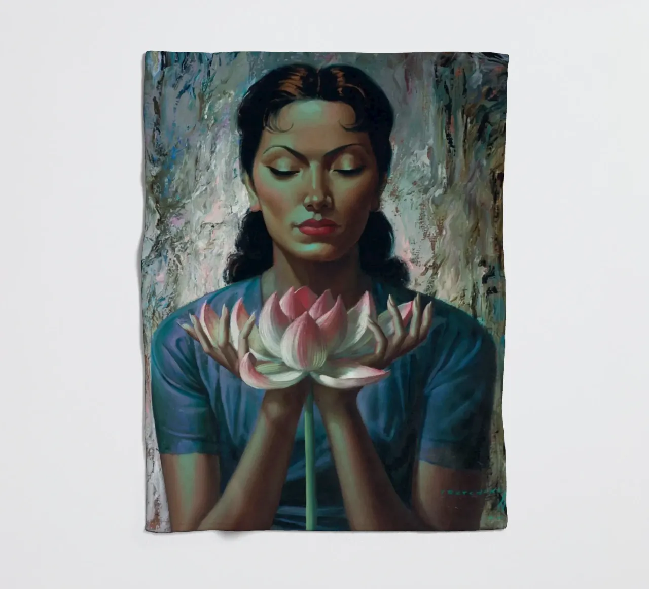 Water Lily (1955) - Tretchikoff Print coperta in pile da Honeymoon Hotel