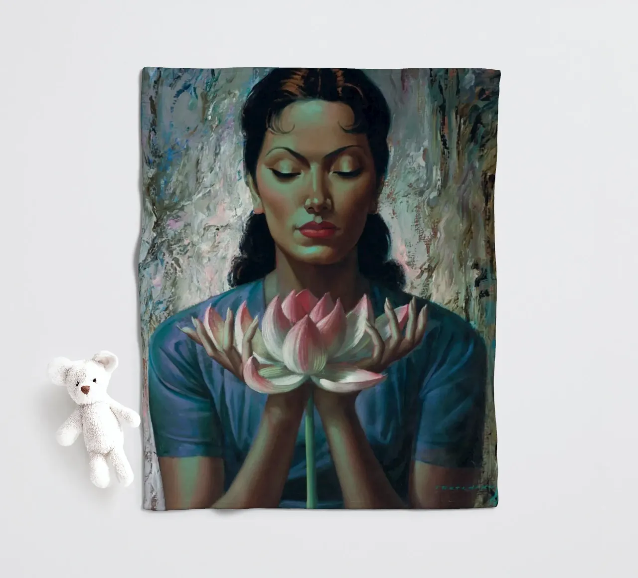 Water Lily (1955) - Tretchikoff Print coperta in pile da Honeymoon Hotel