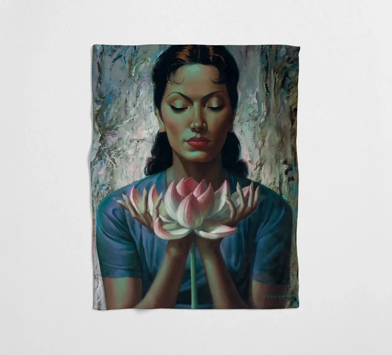 Water Lily (1955) - Tretchikoff Print coperta in pile da Honeymoon Hotel