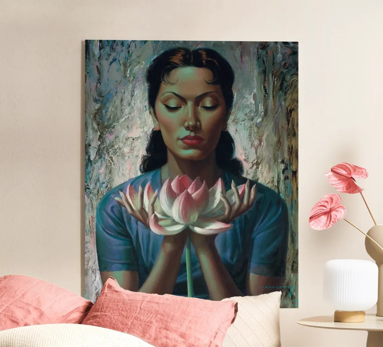 Water Lily (1955) - Tretchikoff Print metacrilato de Honeymoon Hotel