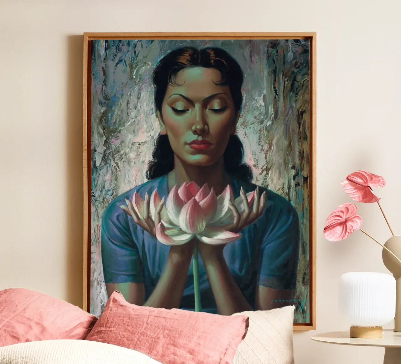 Water Lily (1955) - Tretchikoff Print tela con Cornice a cassetta da Honeymoon Hotel