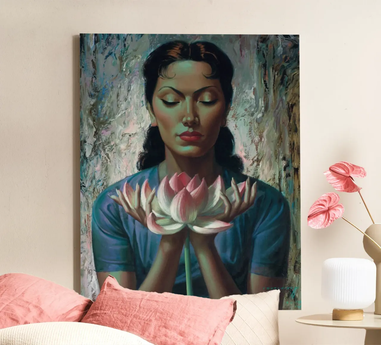 Water Lily (1955) - Tretchikoff Print tela con Cornice a cassetta da Honeymoon Hotel