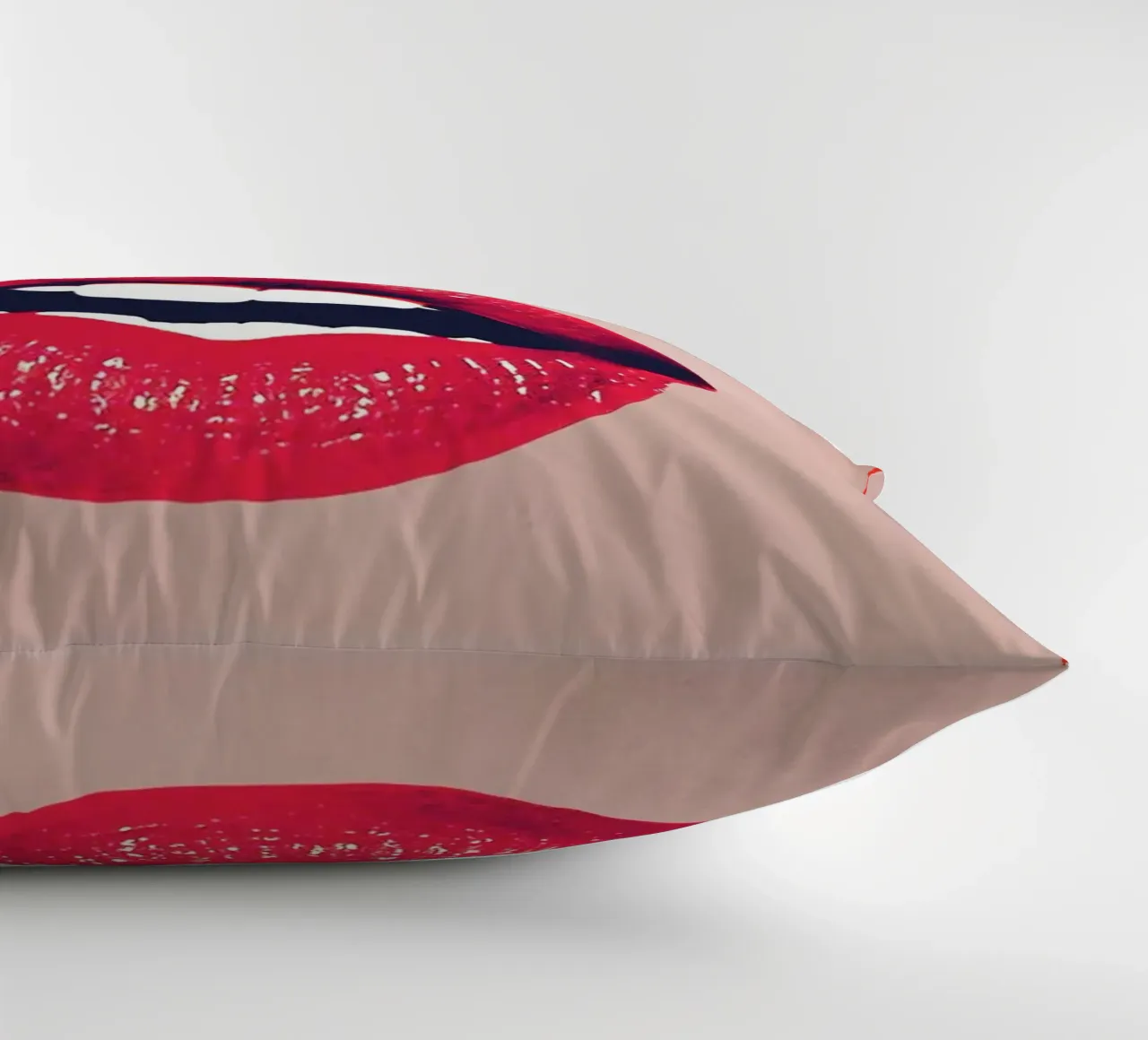 Red Lips Pink Pastel Art decorative cushion by Honeymoon Hotel