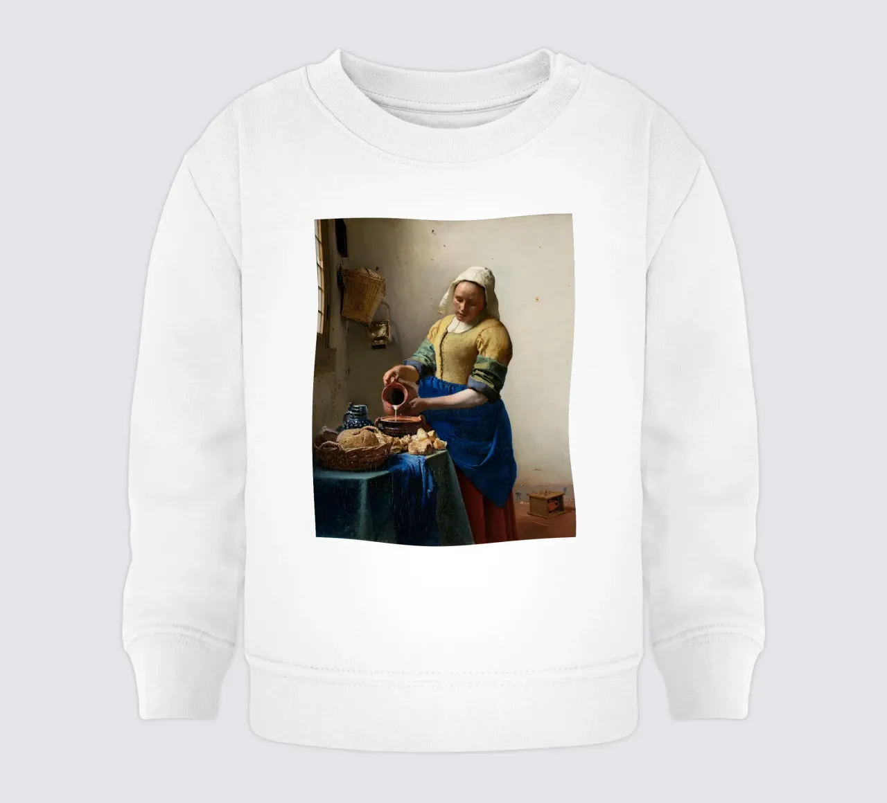 Johannes Vermeer - La lattaia (1658) felpa neonato da William Store