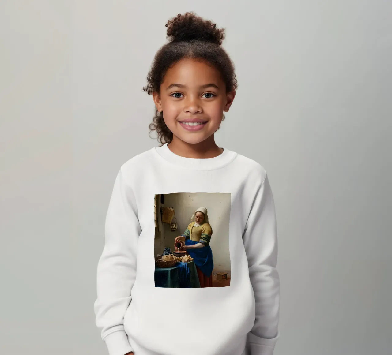 Johannes Vermeer - The Milkmaid (1658) kids sweatshirt by William Store
