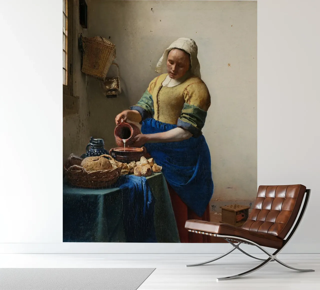Johannes Vermeer - The Milkmaid (Het Melkmeisje) (1658) fotobehang van William Store