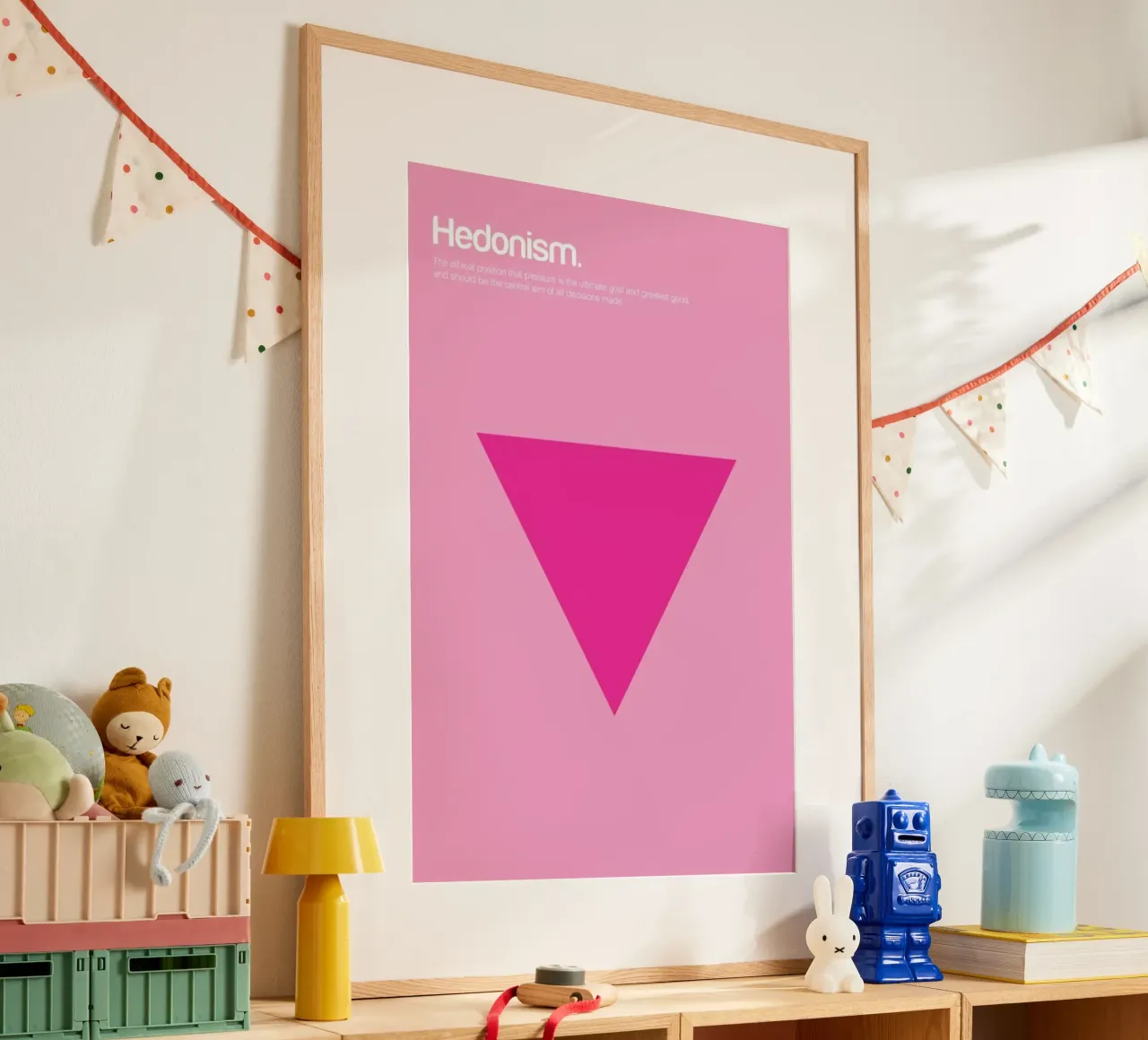 Hedonism poster con telaio in legno da Genís Carreras