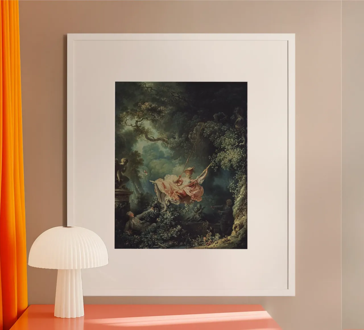 Jean-Honore Fragonard - L'altalena poster con telaio in legno da William Store