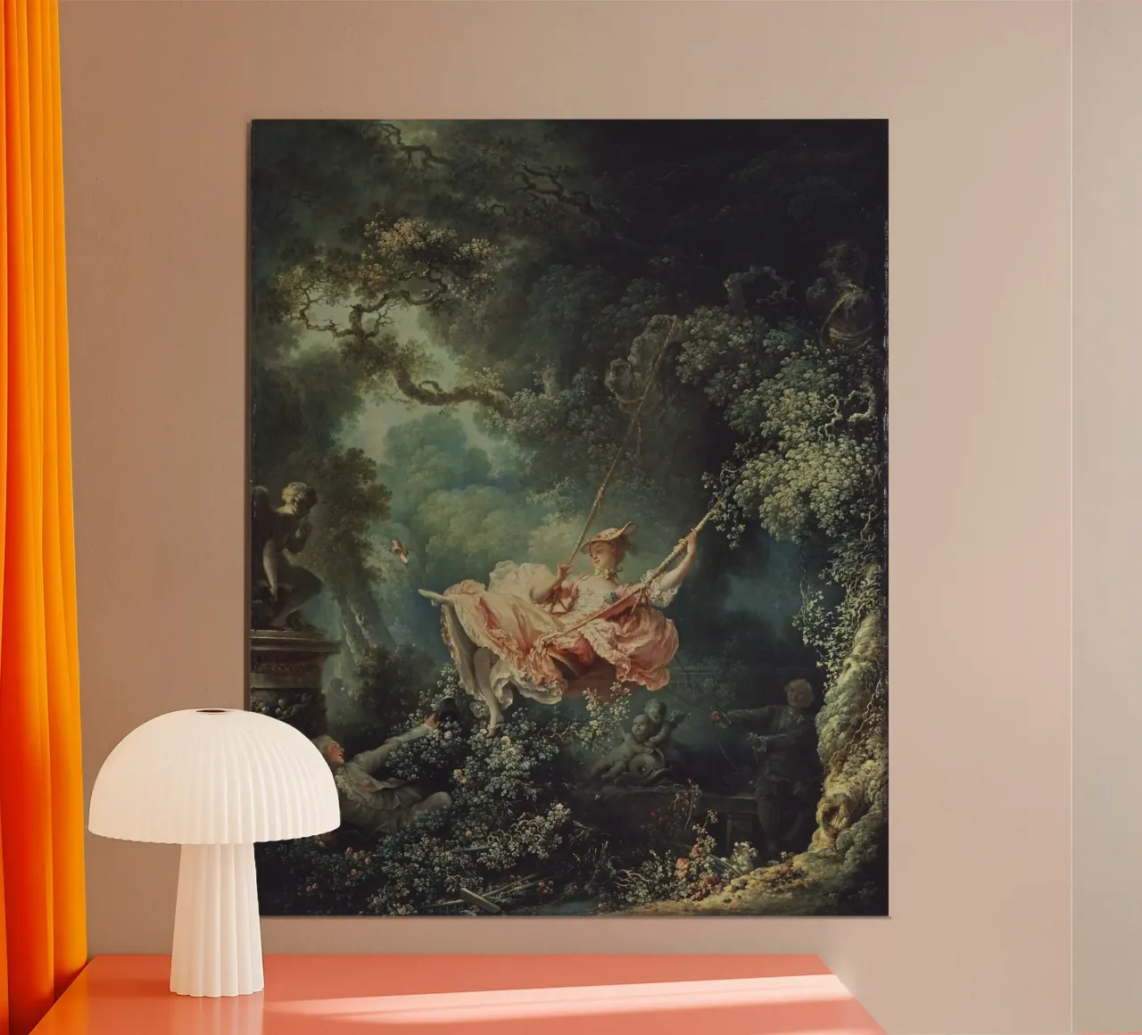 Jean-Honore Fragonard - L'altalena poster con telaio in legno da William Store