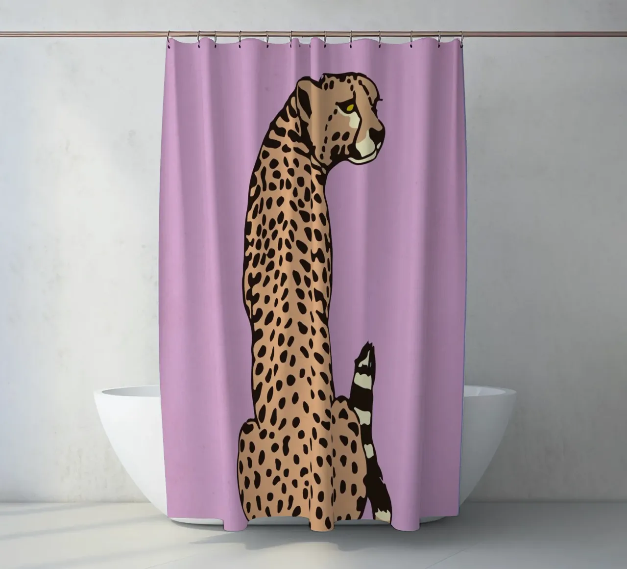 Retro Cheetah Pastel Illustration Duschvorhang von Honeymoon Hotel