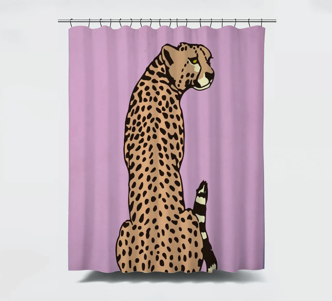 Retro Cheetah Pastel Illustration Duschvorhang von Honeymoon Hotel