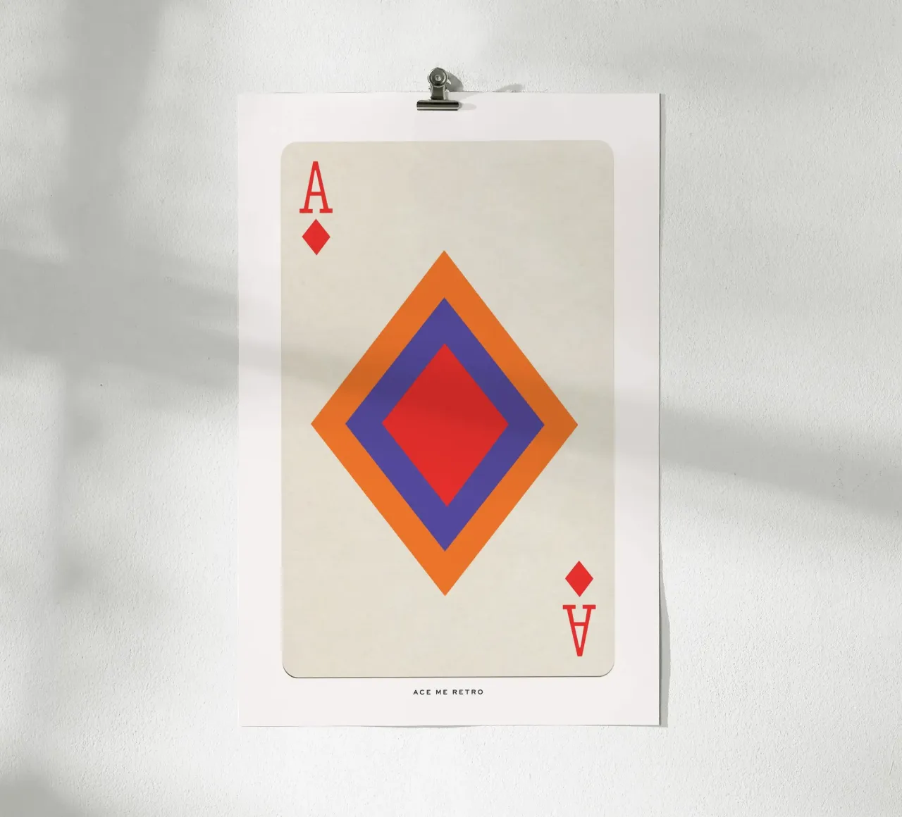 Vintage Retro Ace of Diamonds Playing Card Print carta hahnemühle da Honeymoon Hotel