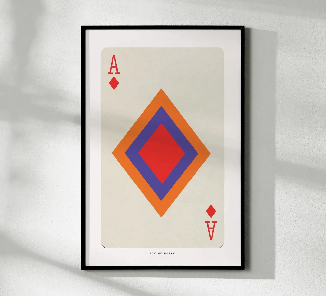 Vintage Retro Ace of Diamonds Playing Card Print carta hahnemühle da Honeymoon Hotel