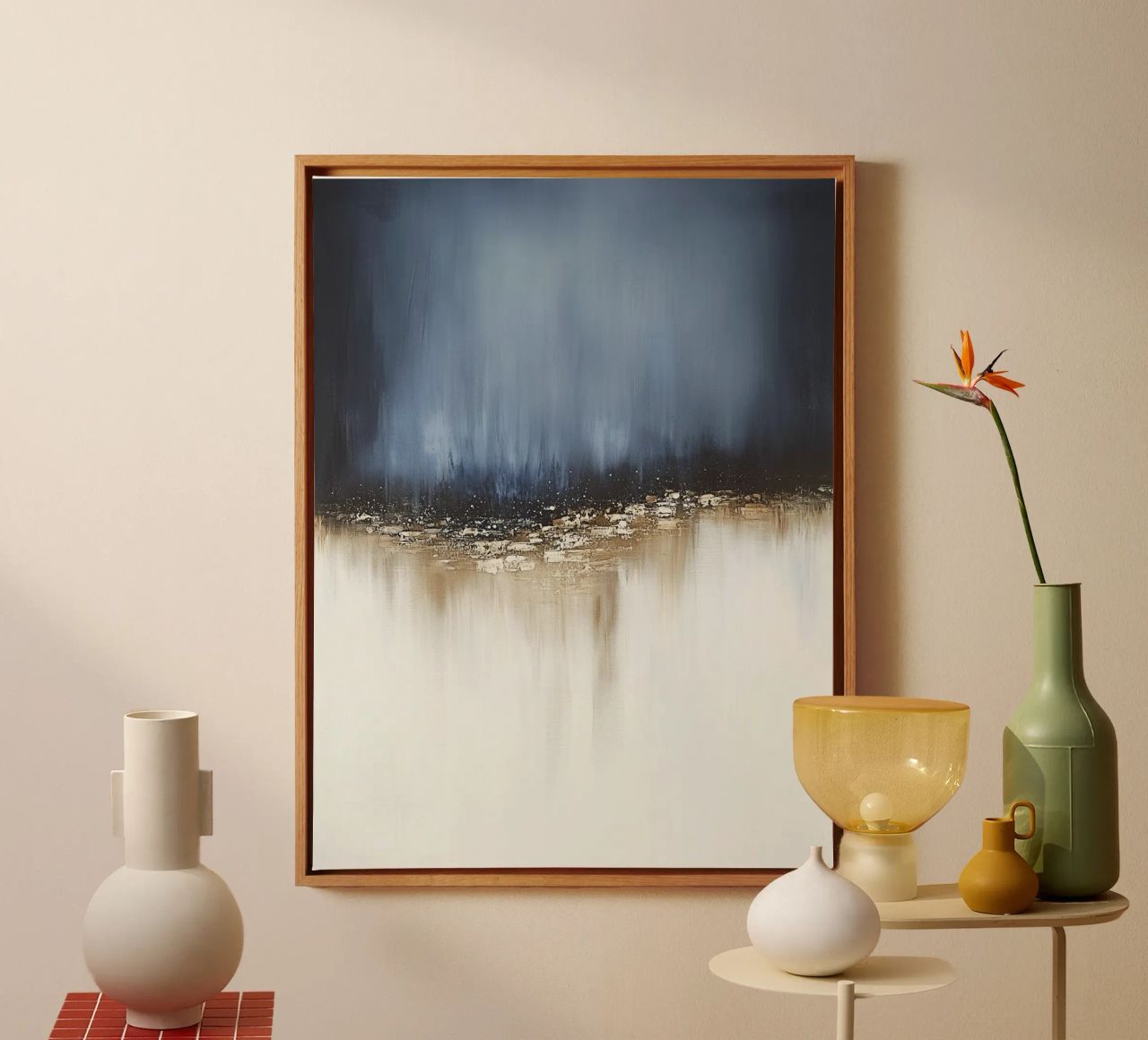 Abstract blauwe boho structuur canvas van Carinaprint