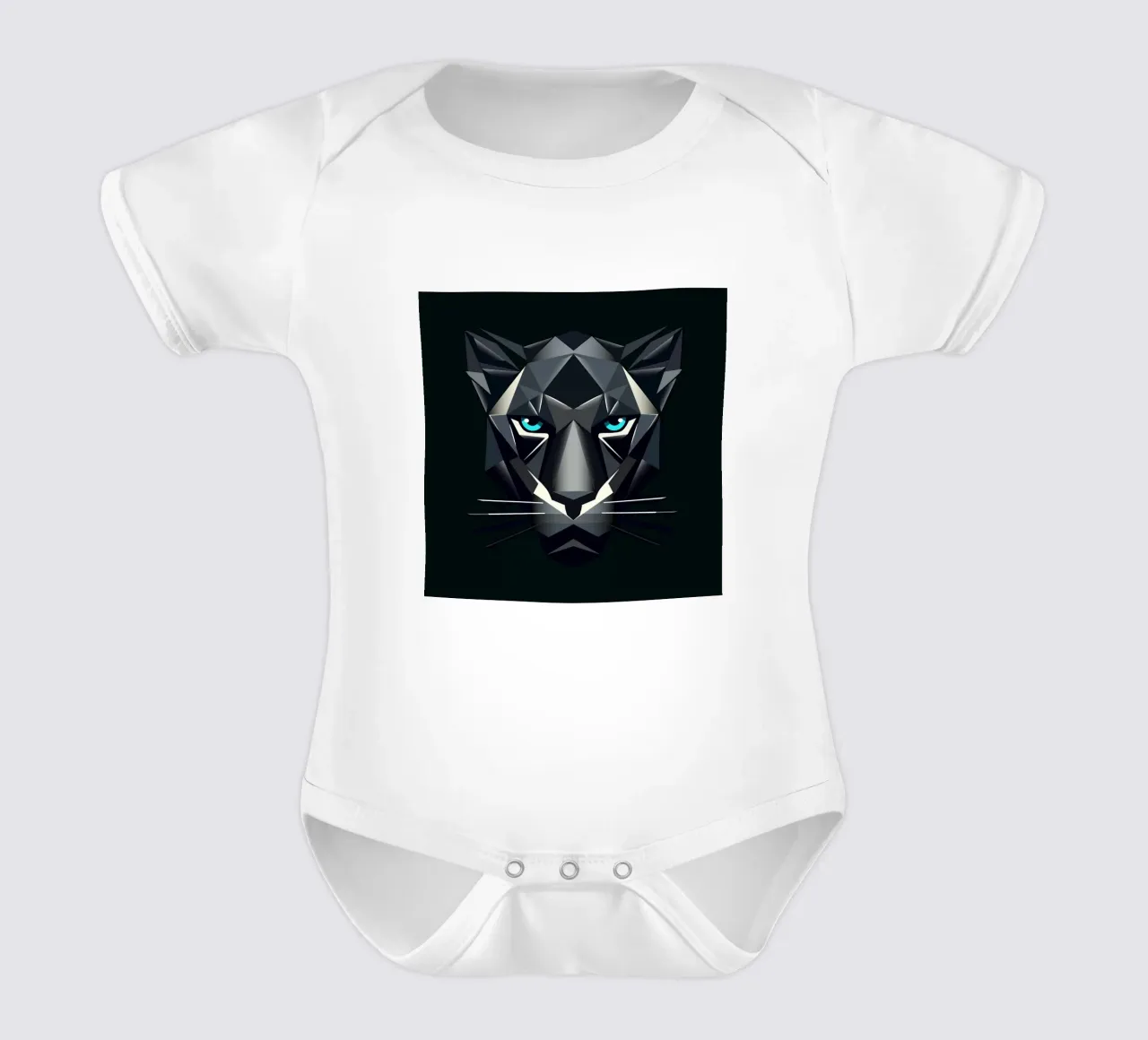 Geometric panther - power and elegance combined short-sleeve baby romper by namosh