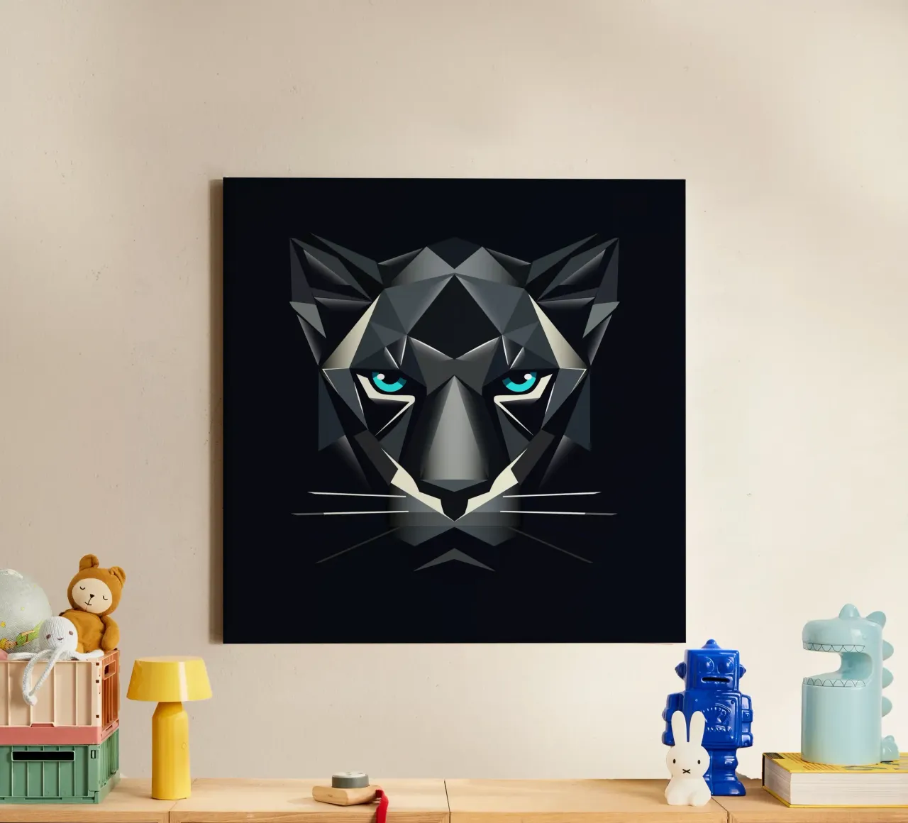 Geometric panther - power and elegance combined canvas with Floater frame by namosh