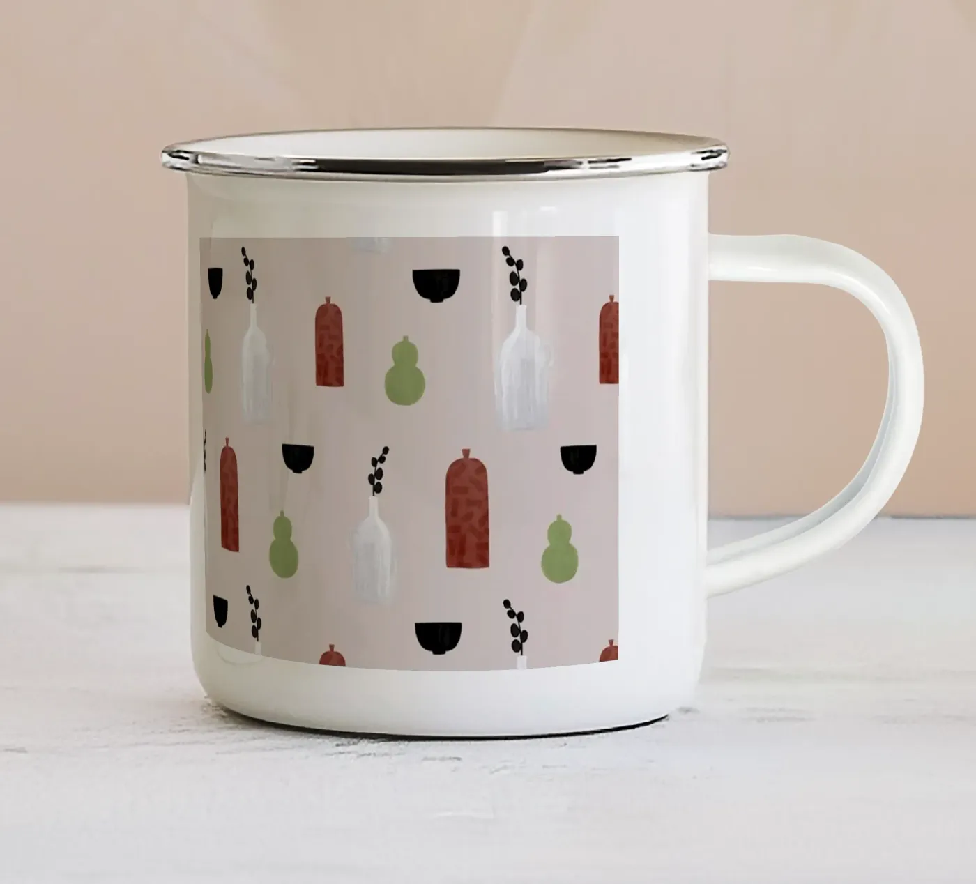 Boho Objects III enamel mug by Orara Studio