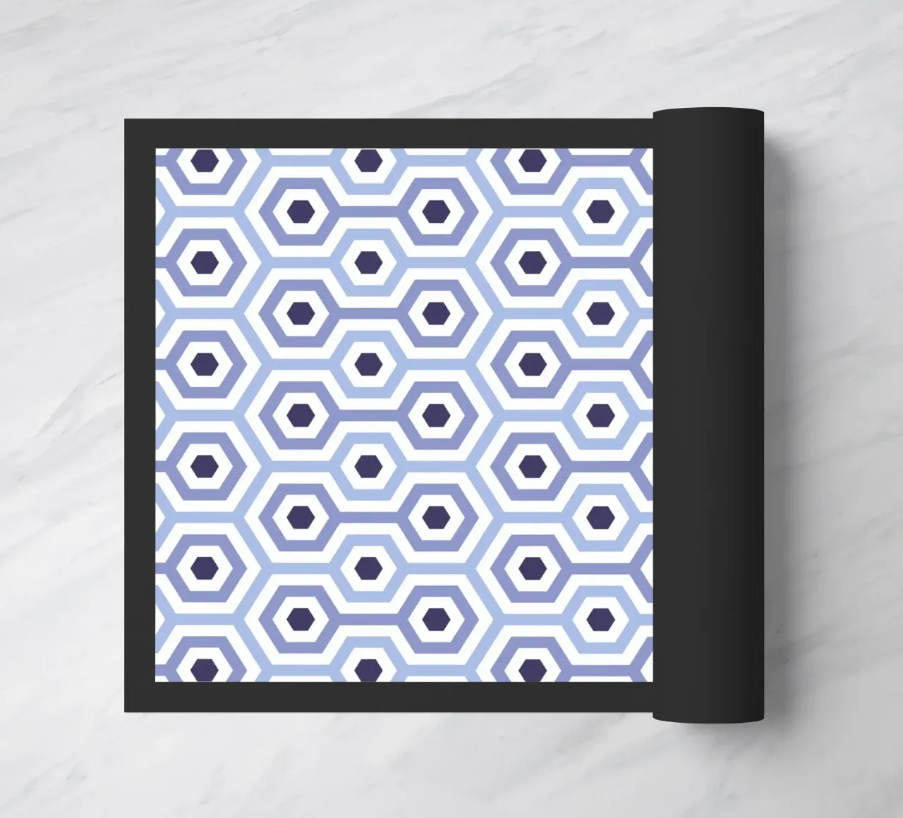 Blue Hexagon Tile Pattern doormat by amini54