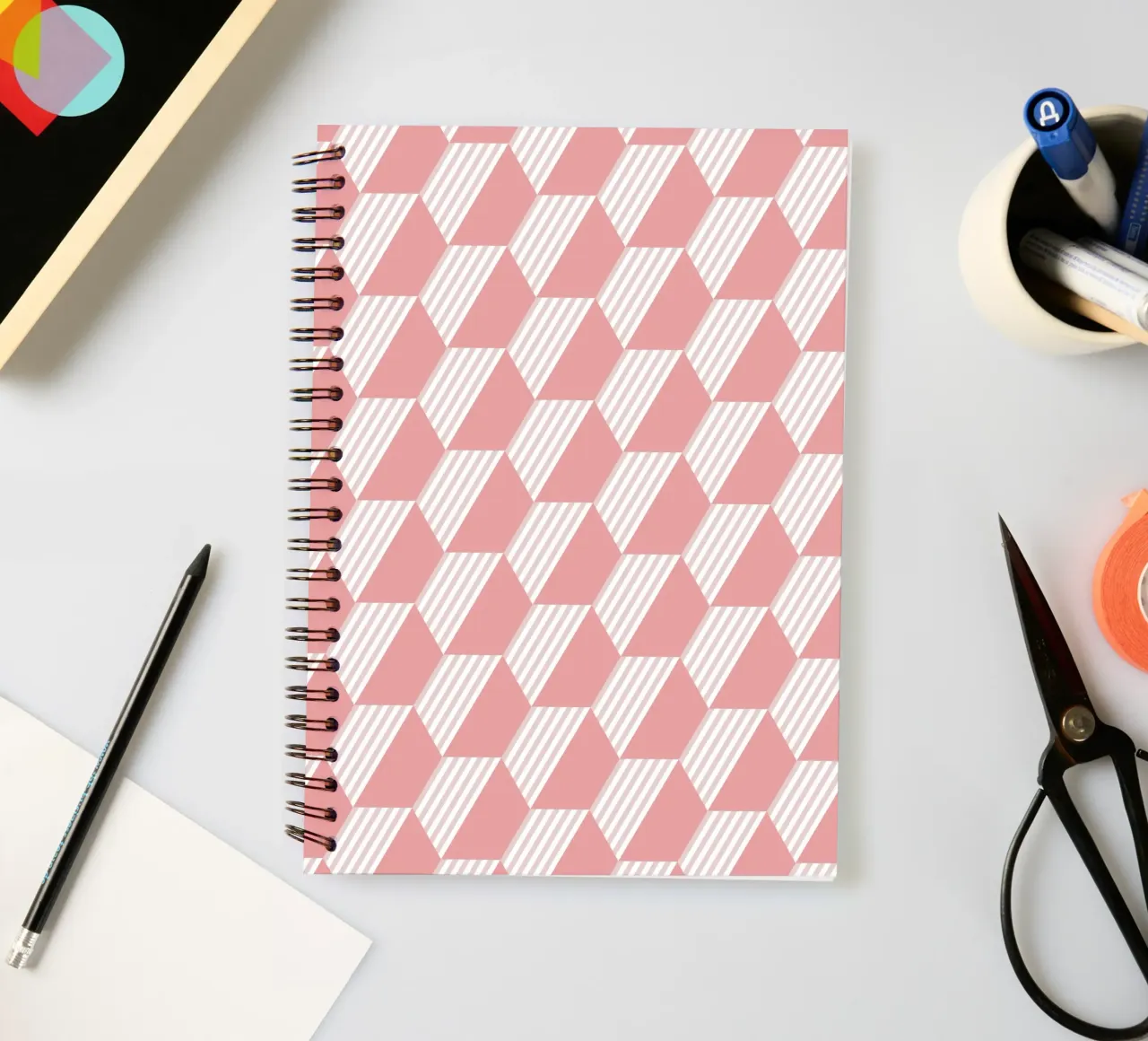 Pink Hexagon Pattern spiral notebook by amini54