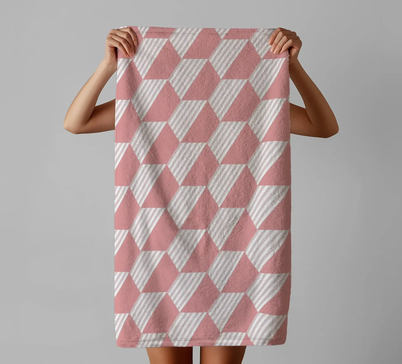 Pink Hexagon Pattern towel by amini54