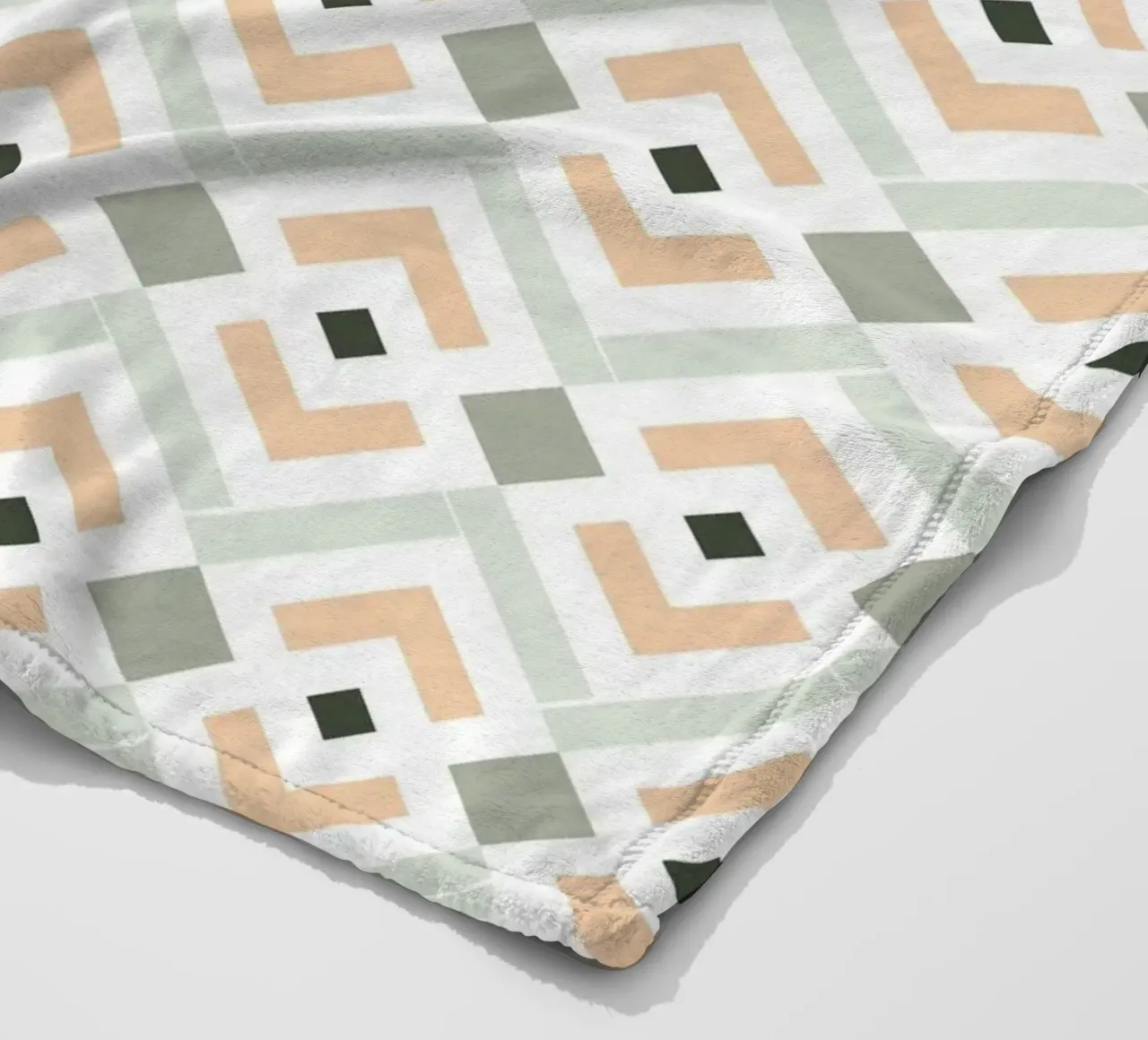 Koraal en groenblauw Azteken geometrisch patroon fleecedeken van amini54