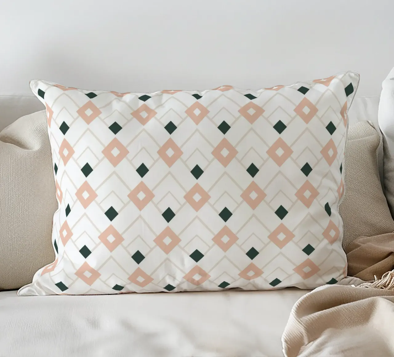 Pink and Teal Lattice decorative cushion by amini54