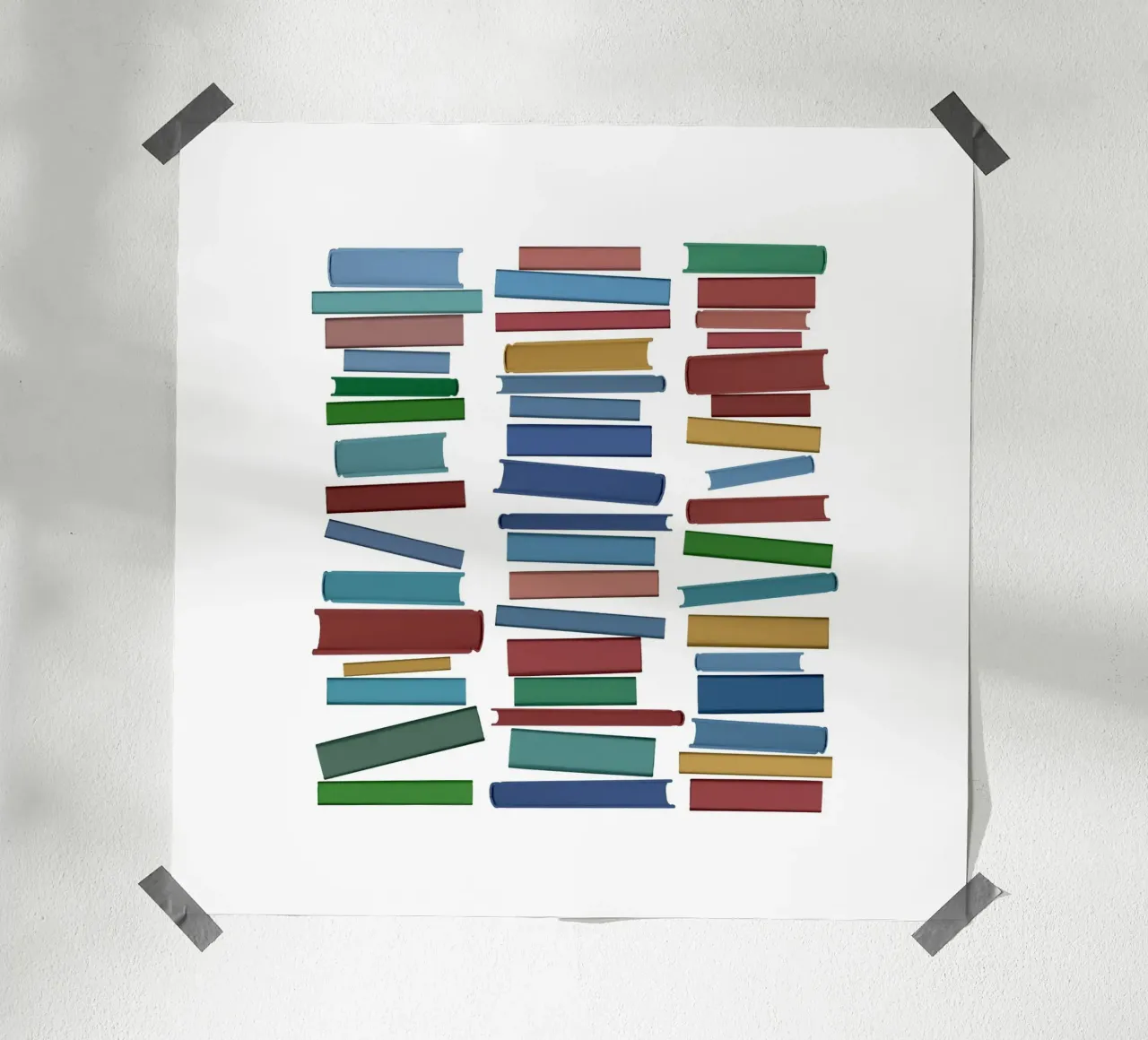 Libri colorati poster con telaio in legno da Orara Studio