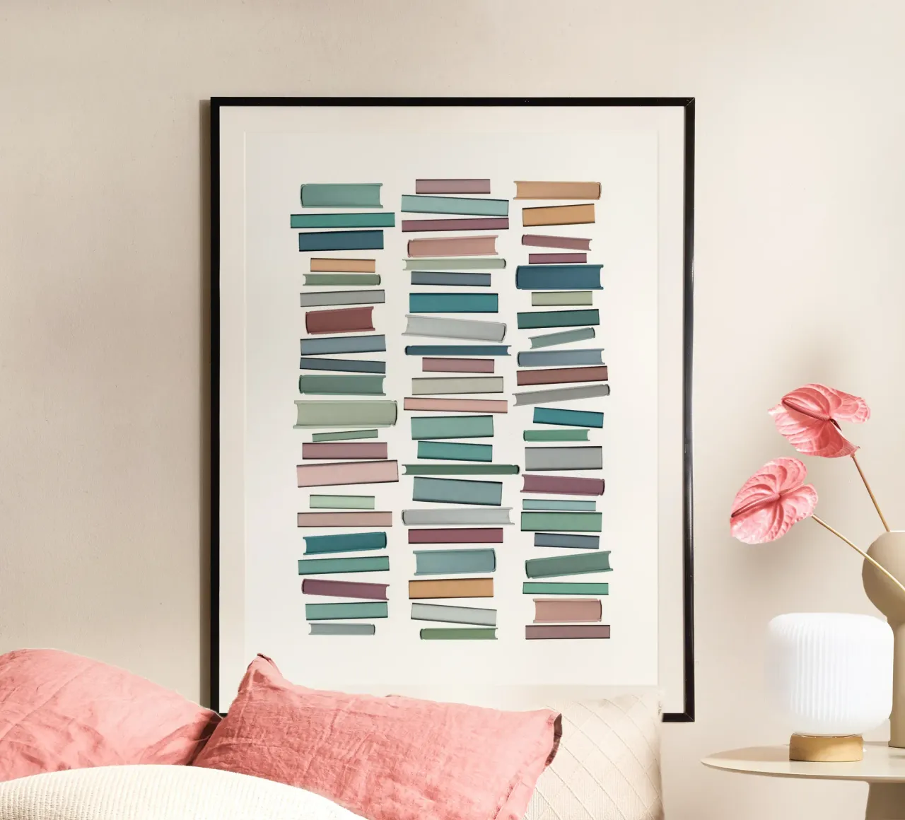 Livres Pastel poster avec cadre en bois de Orara Studio