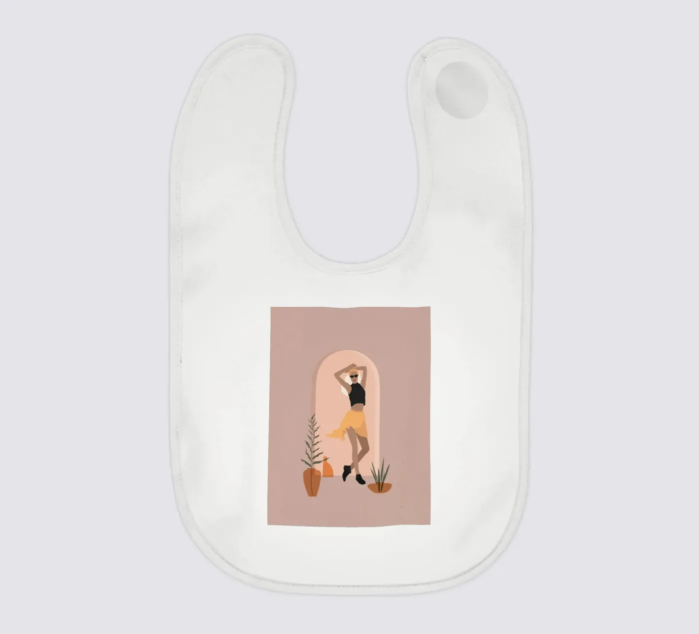 Woman in minimalist style skirt dancing Babylätzchen von 🎁 NOBELART