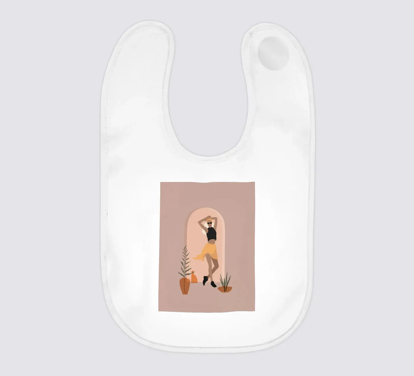 Woman in minimalist style skirt dancing Babylätzchen von 🎁 NOBELART