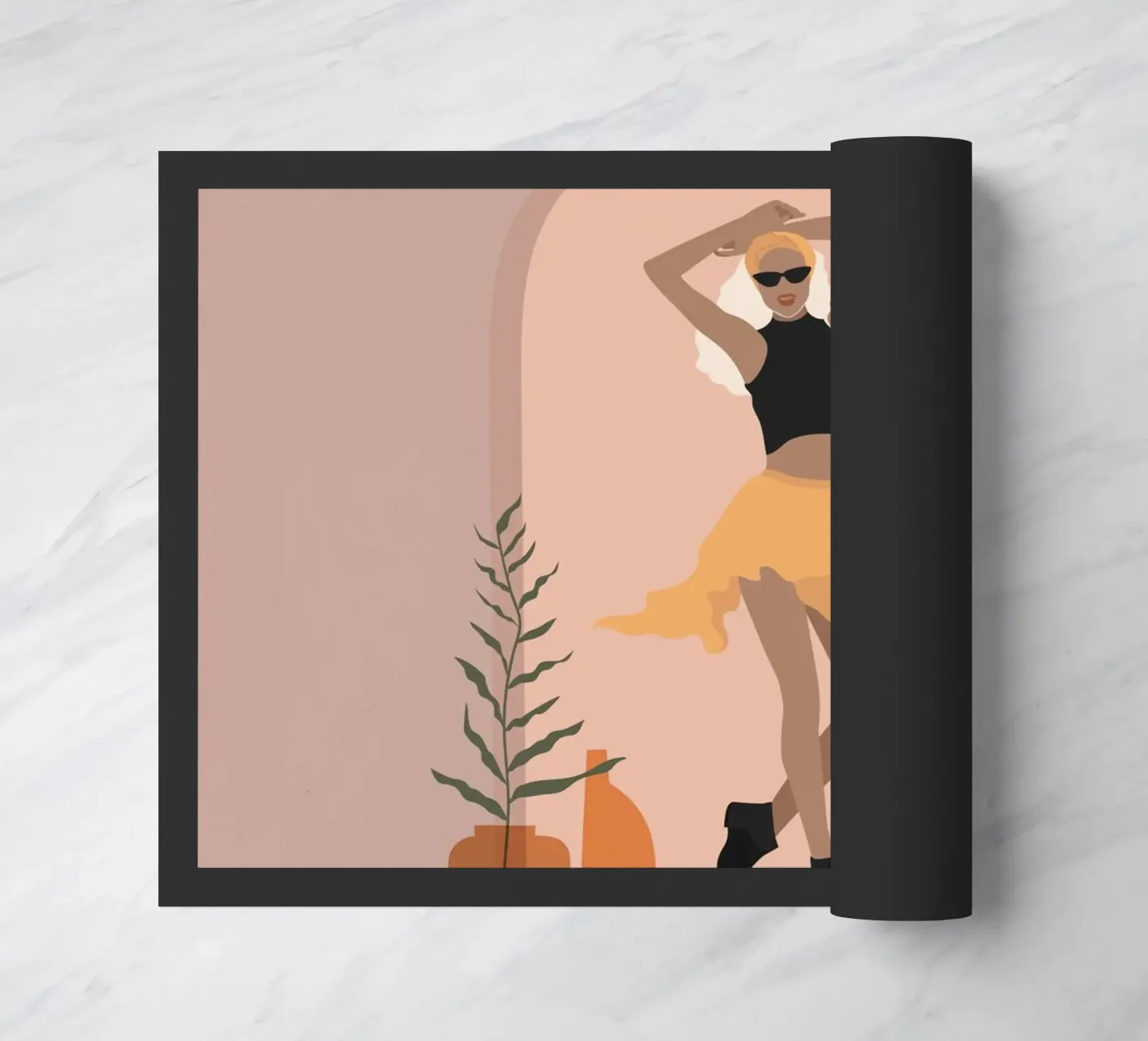 Woman in minimalist style skirt dancing Fußmatte von 🎁 NOBELART