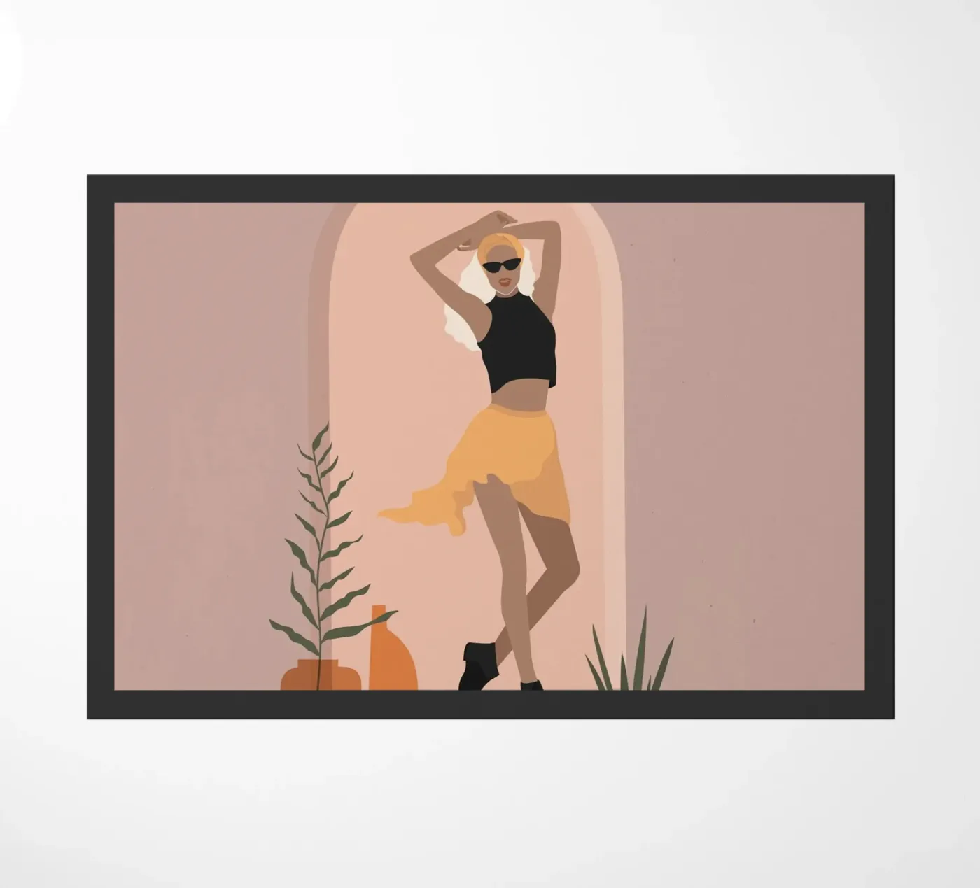 Woman in minimalist style skirt dancing Fußmatte von 🎁 NOBELART
