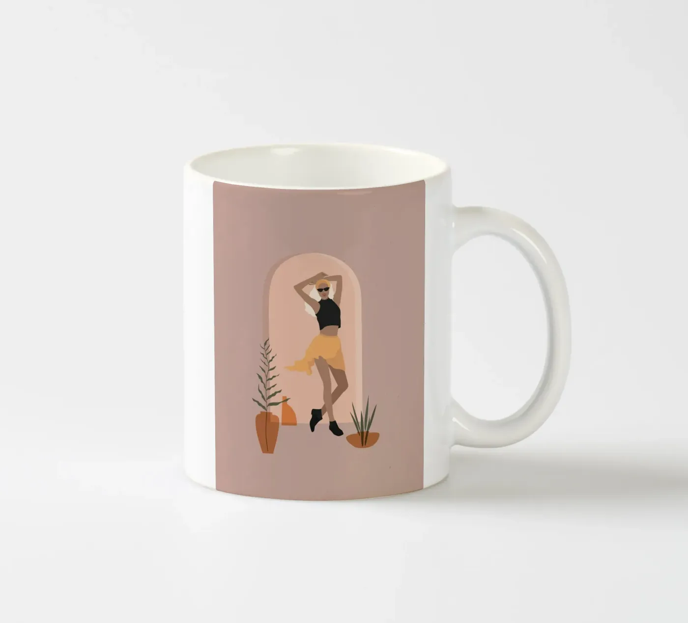 Woman in minimalist style skirt dancing Keramik Tasse von 🎁 NOBELART