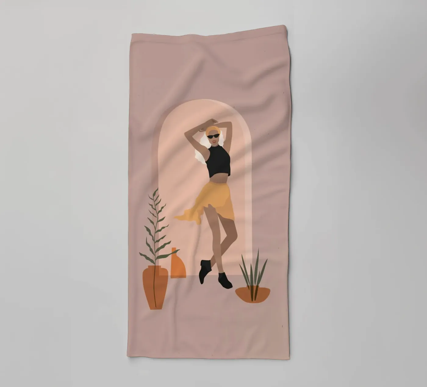 Vrouw in minimalistische stijl rok dansen badhanddoek van 🎁 NOBELART