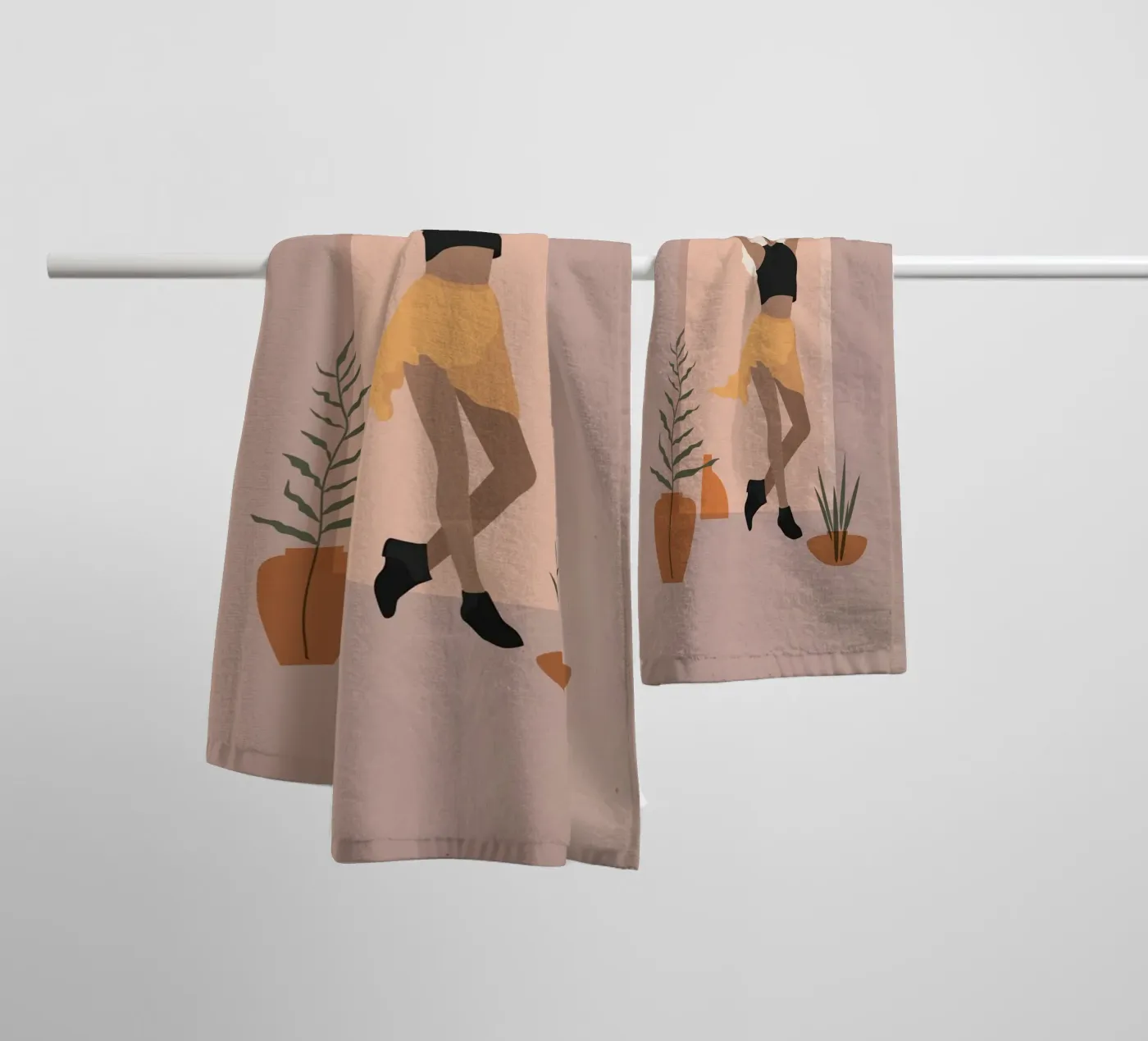 Vrouw in minimalistische stijl rok dansen badhanddoek van 🎁 NOBELART