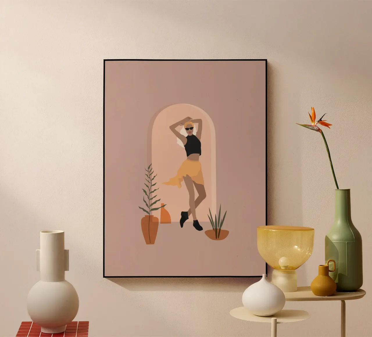 Femme dansant avec une jupe minimaliste plexiglas de 🎁 NOBELART