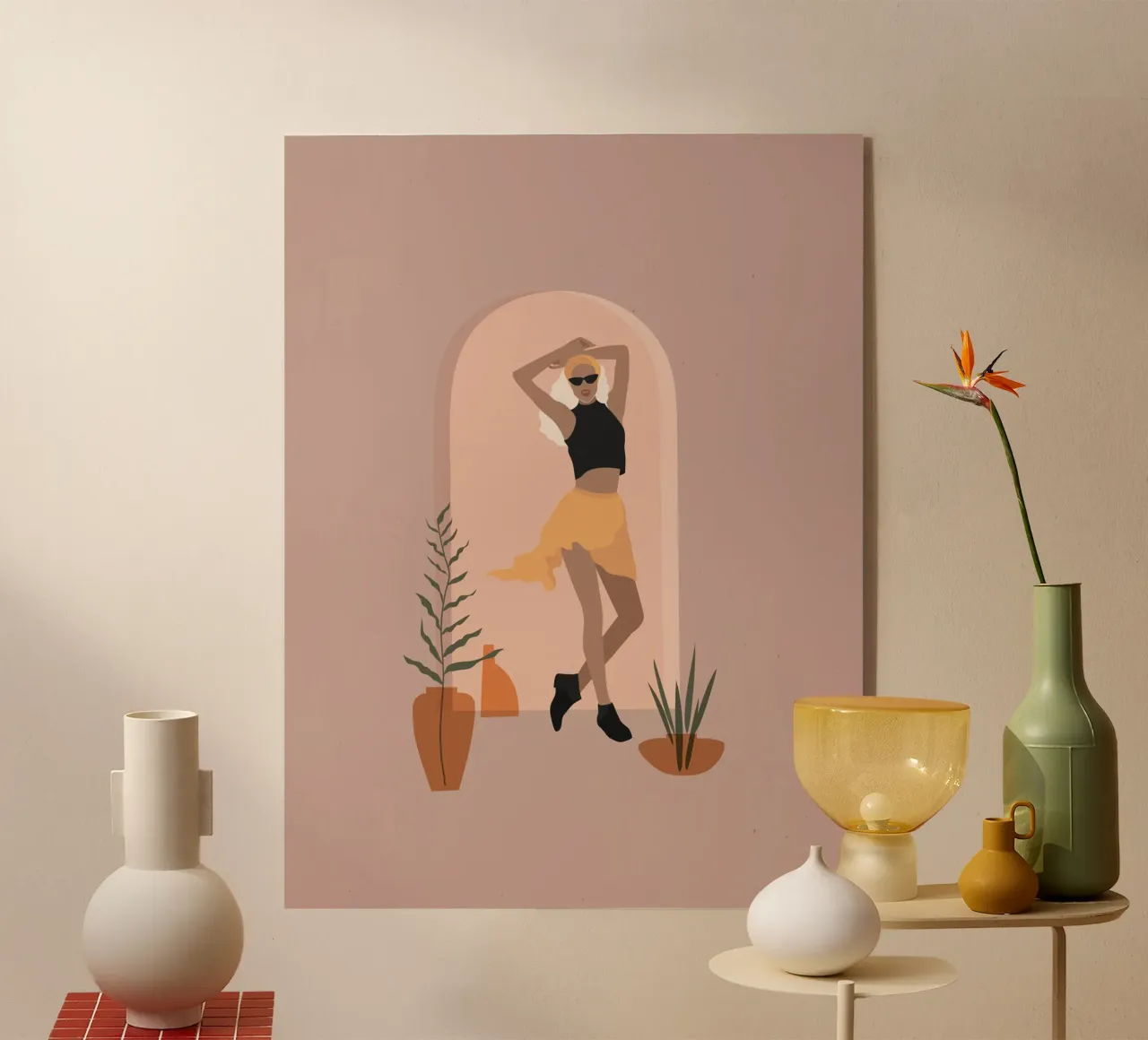 Femme dansant avec une jupe minimaliste plexiglas de 🎁 NOBELART