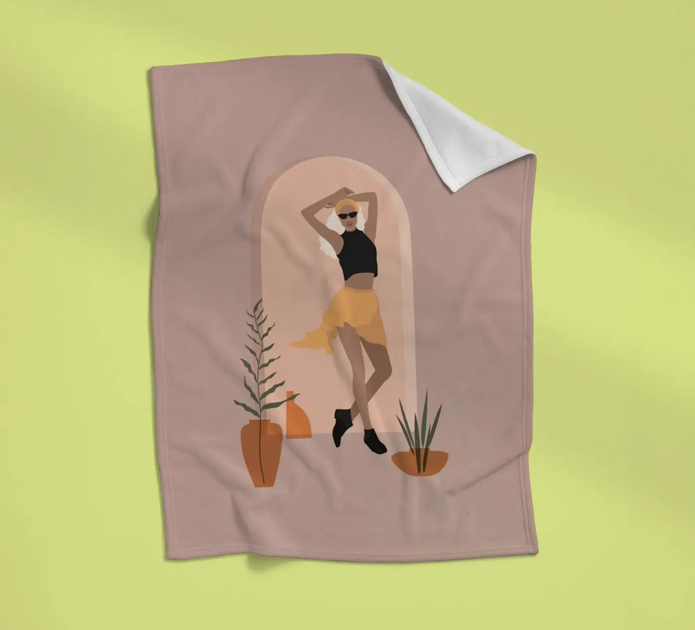 Woman in minimalist style skirt dancing fleecedeken van 🎁 NOBELART