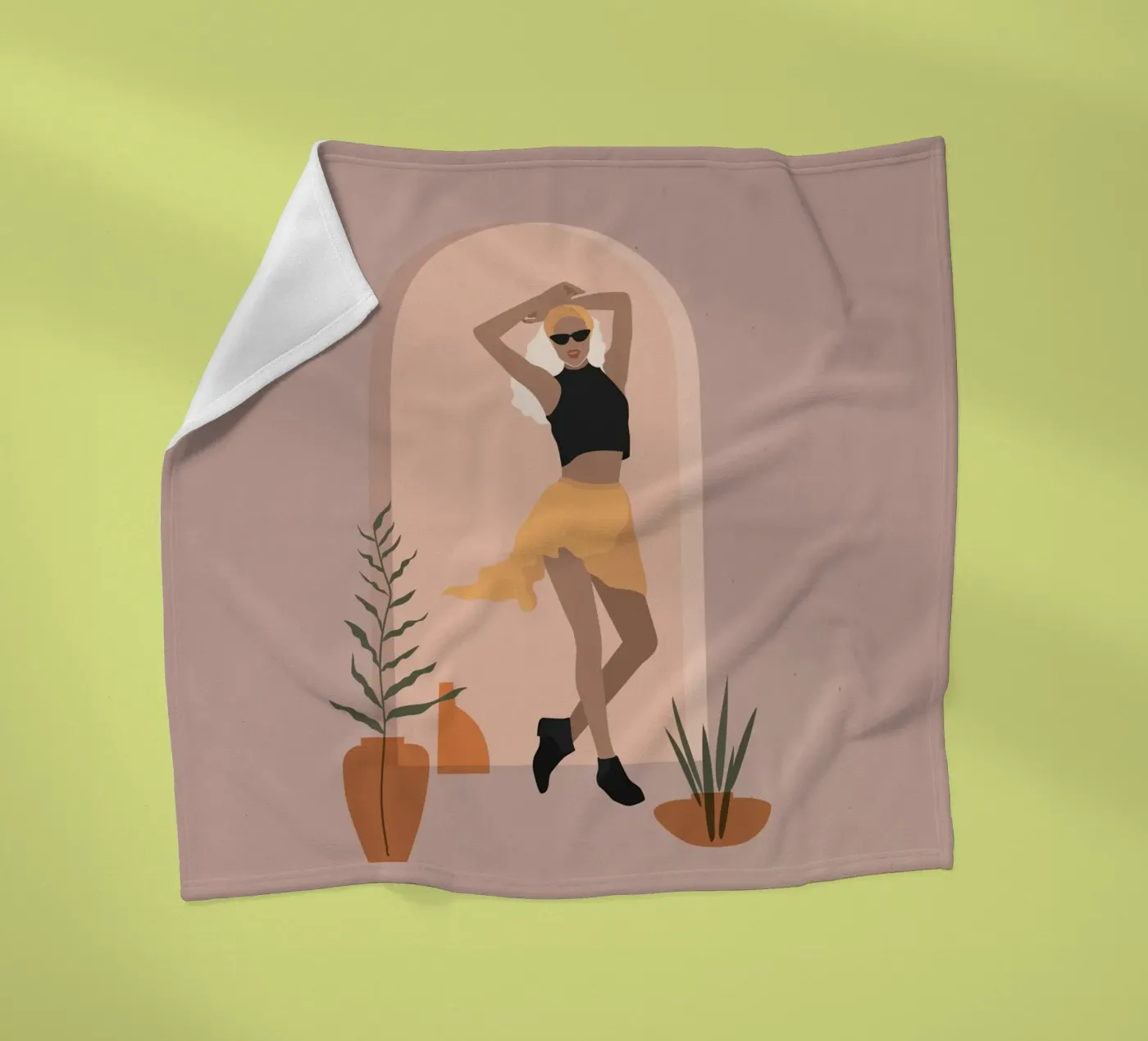 Woman in minimalist style skirt dancing fleecedeken van 🎁 NOBELART