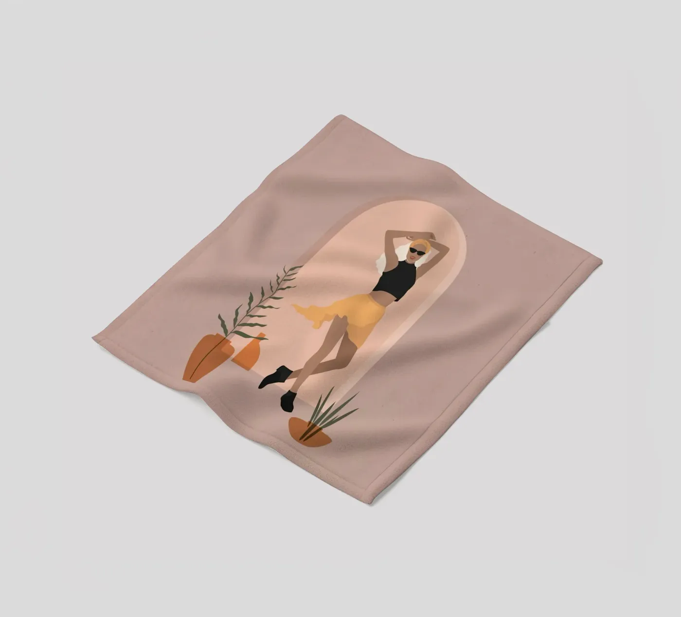 Woman in minimalist style skirt dancing fleecedeken van 🎁 NOBELART