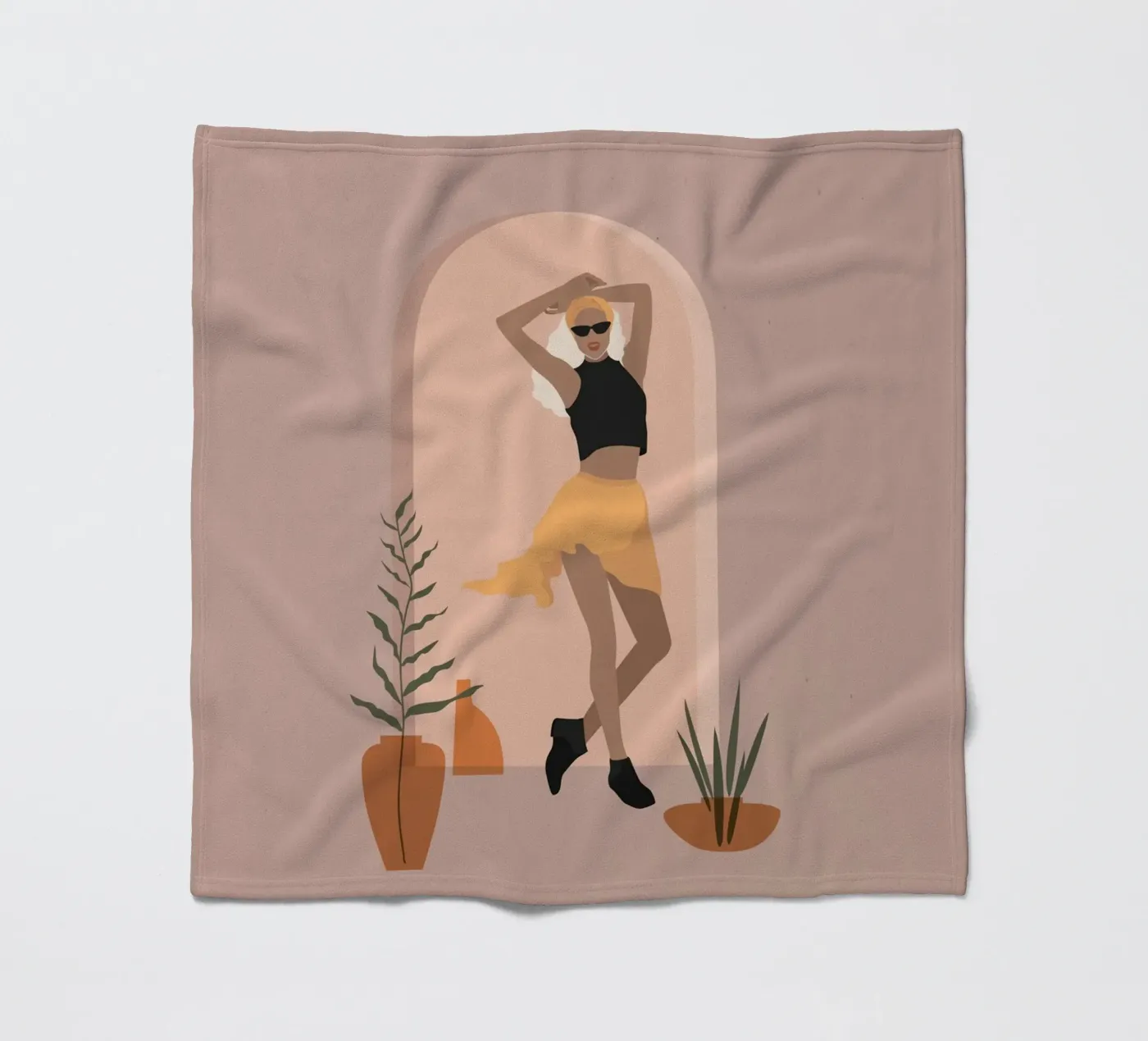 Woman in minimalist style skirt dancing fleecedeken van 🎁 NOBELART