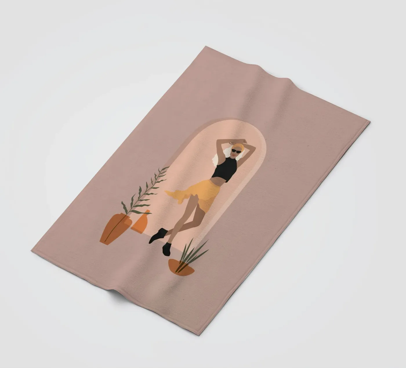 Woman in minimalist style skirt dancing fleecedeken van 🎁 NOBELART