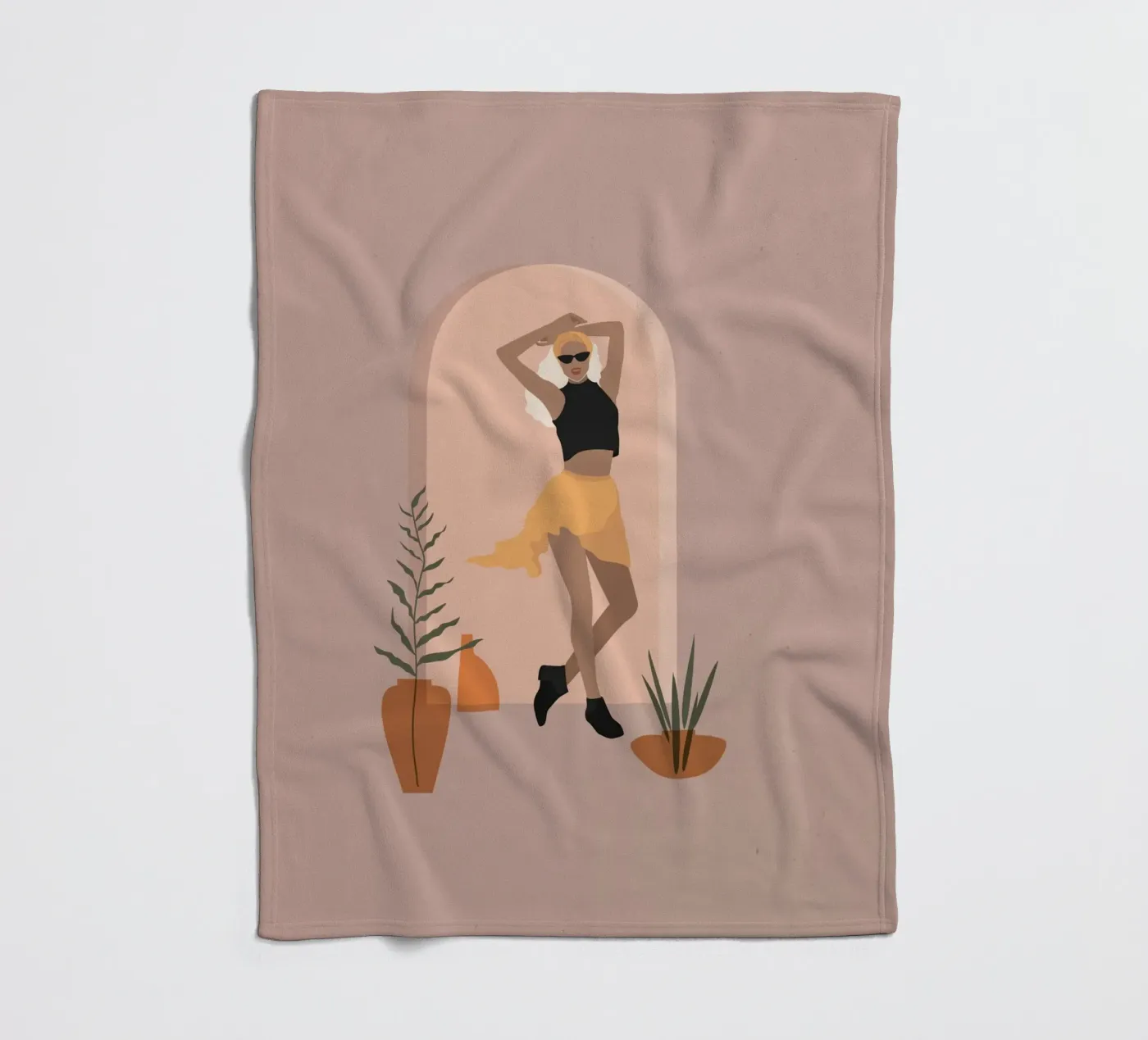 Woman in minimalist style skirt dancing fleecedeken van 🎁 NOBELART