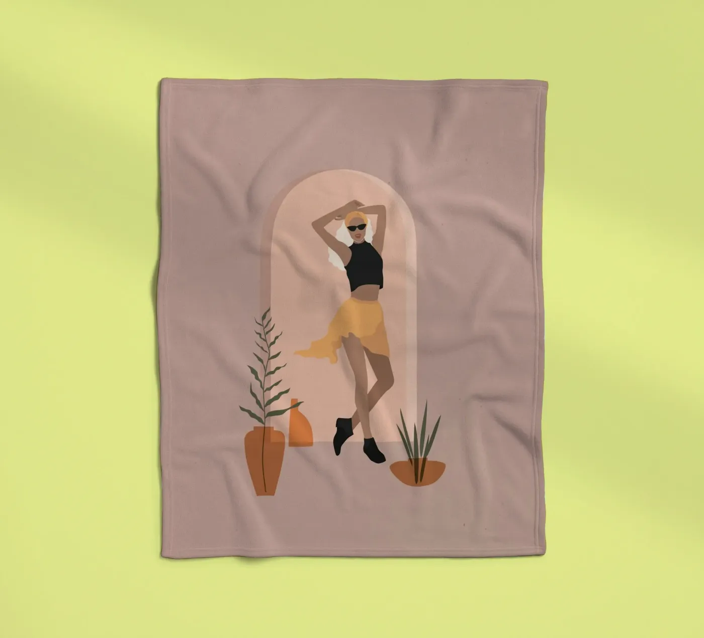 Woman in minimalist style skirt dancing fleecedeken van 🎁 NOBELART